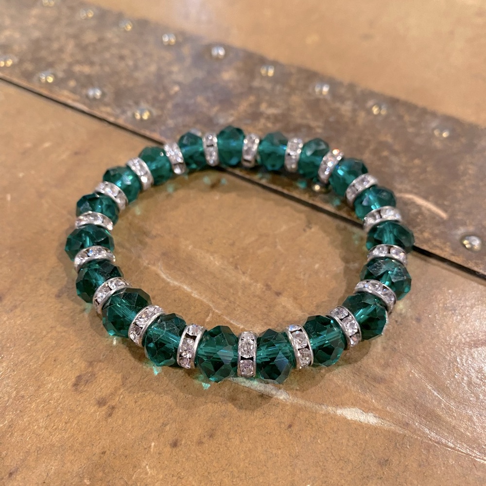 Faux emerald and crystal bracelet